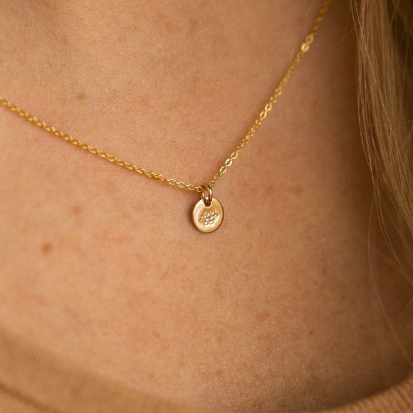 July Lotus Birth Flower Charm Pendant Necklace - Picture 2 of 15